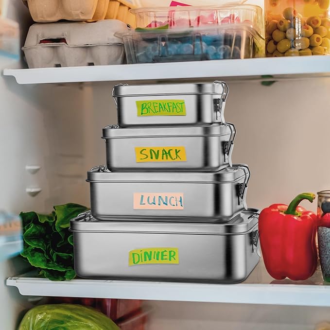Leonyo 18.6oz 18/10 Stainless Steel Lunch Box, 550ml Mini Reusable Metal Bento Box, Leak-Proof Small Food Snack Containers for Camping, Dishwasher Safe, Oven Safe Except for Lid