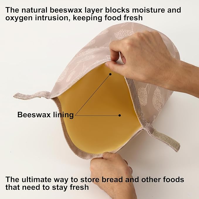 Beeswax Bread Bags for Homemade Bread Sourdough. A Set of 2 Colors