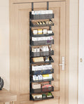 Aupekro 10-Tier Over the Door Pantry Organizer Rack, Pantry Door Organizer Shelves, Adjustable Hanging Spice Rack Seasoning Shelves, Large Capacity Door Storage Shelf for Kitchen, Bathroom (Black)