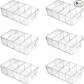 Stackable 4 Pack Pantry Storage Organizer Bins, Clear Plastic with 3 Removable Dividers, for Fridge, Snack, Organizer – BPA Free Perfect in Kitchen, Refrigerator