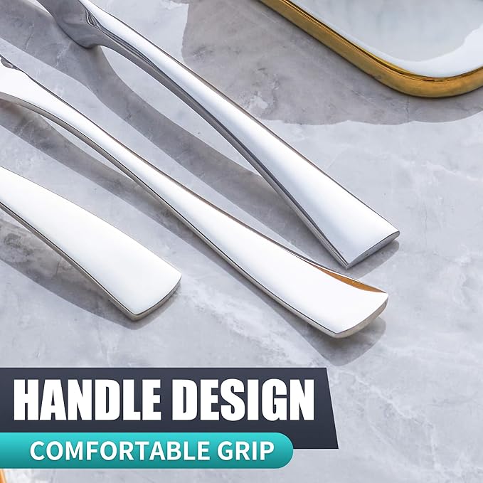 20 Pieces Silverware Set Service for 4,Modern 18/10 Stainless Steel Flatware Cutlery Set,Utensil Set for Home Restaurant Hotel,Mirror Polished,Dishwasher Safe