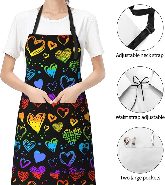 LGBT Aprons Gay Aprons with Pockets and Adjustable Rainbow Apron for Gardening Cooking Kitchen