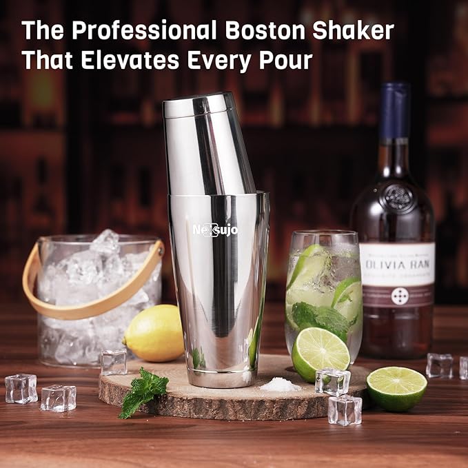Boston Shaker Set, Professional Cocktail Shaker Set (18oz/28oz), Weighted Stainless Steel Bar Shaker for Bartending, Leakproof & Dishwasher Safe, Ideal for Home Bar and Professional Bartender