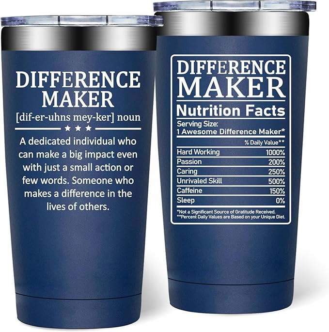Difference Maker Gifts - Christmas Thank You Gift for Men Women - Teacher Appreciation Gifts - Inspirational Gift for Coworker, Boss, Assistant, Employee - 20oz Tumbler