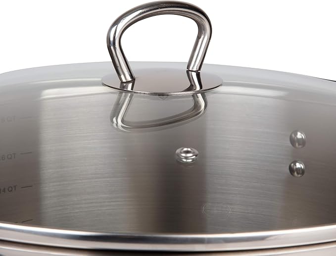 Camerons 20 Quart Stock Pot with Lid - Tri-ply 18/10 Professional Grade Induction Ready Stainless Steel Sauce Pot w/Handles - Stick Resistant Interior- Great for Cooking Thanksgiving Turkey Dinner