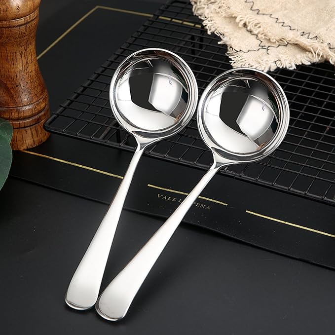 Zjunhm Small Soup and Gravy Ladles - 304 Stainless Steel, 7.7 Inches, 2-Piece Set - Dishwasher Safe (Silver)