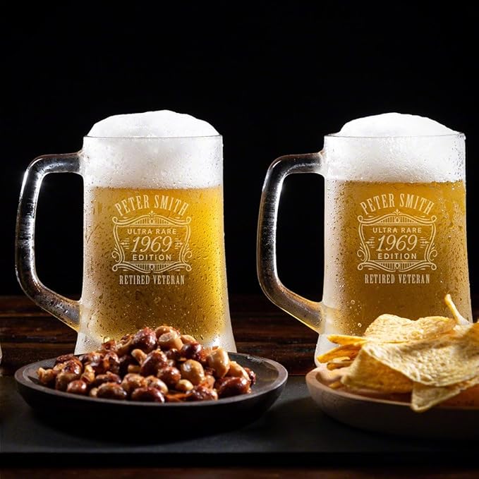 HomeWetBar Personalized Beer Mug and Bar Glassware for Craft Beer Lovers Custom Glass Beer Mug