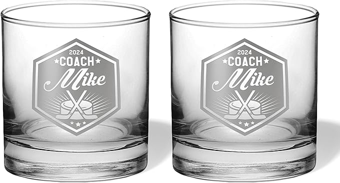 Hockey Coach Beer Glasses - Hockey Coach Gifts Personalized Coach Pint Glass Engraved Coach Award Hockey Beer Glass End of Season Gifts Coach (Hockey, Dbl Whiskey Gift Box)