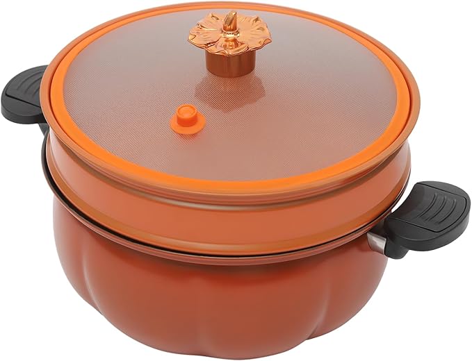 Micro Pressure Cooker, Non-stick Coating Multi-Function Micro Pressure Cooking Pot, Pumpkin Shaped Pressure Cooking Pot, for Home Kitchens, Dormitories, Flats, Etc, 8L/2.11gal (Orange)