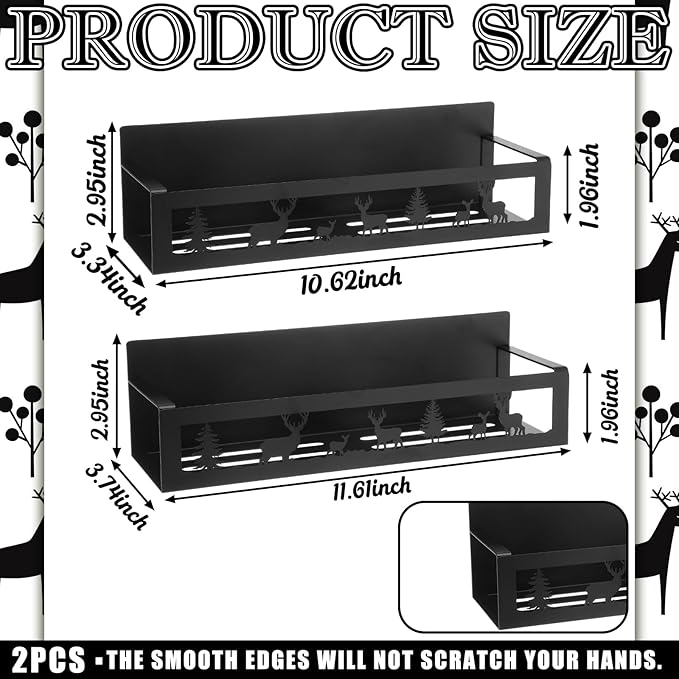 2 Pack Deer Magnetic Spice Rack for Refrigerator Metal Magnet Basket Shelf for Fridge Seasoning Storage Organizers Home Decor Kitchen Accessories