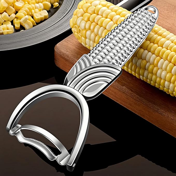 TEEVEA Corn Peeler and Cob Stripper Tool - Stainless Steel Kernel Remover & Cutter for Corn on Cob