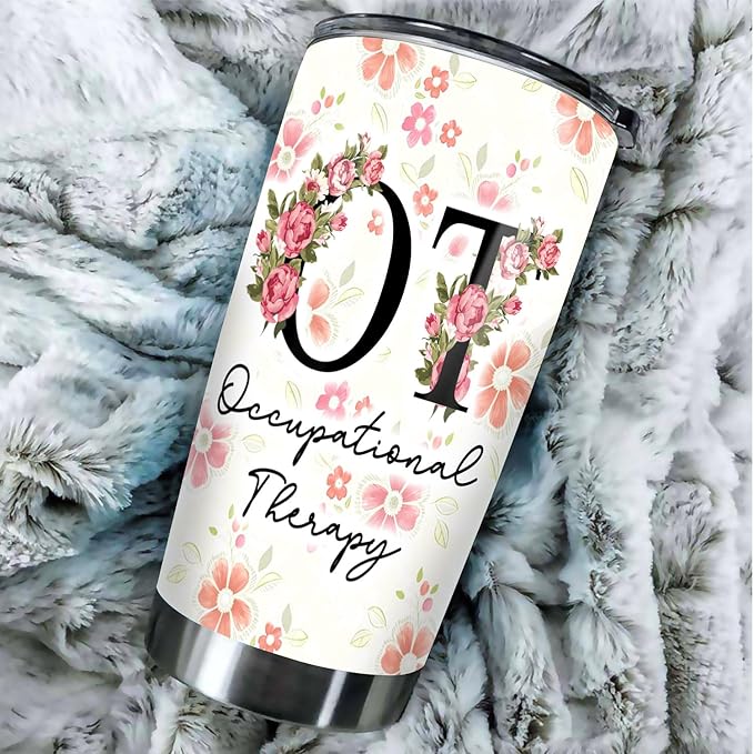 Occupational Therapy Gifts - Tumbler Stainless Steel 20oz OT Occupational Therapist Gift For Women Men, Occupational Therapy Assistant Drinking Cups For Coworker Staffs (OT04)