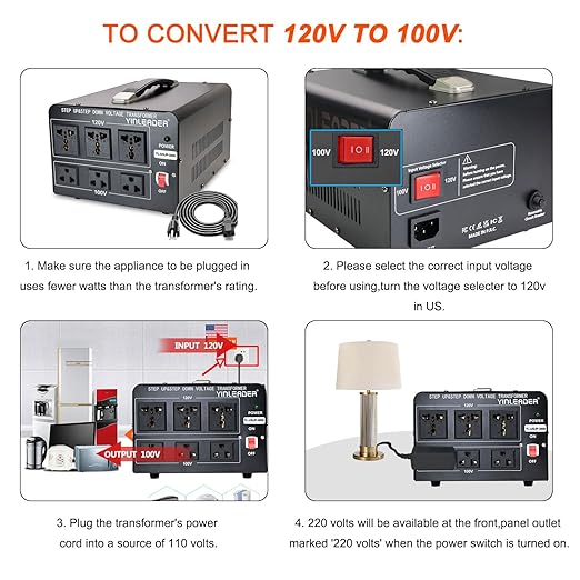 Yinleader 3000W 120V to 100V Voltage Converter US to Japan Step Down/Up Transformer for Japanese Hair Dyer/Turntable/Rice Cooker/breadmaker/Oven/Heater/Freezer, etc. in US