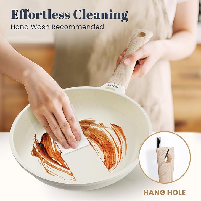 Granite Frying Pan, 10 Inch Non Stick Frying Pans, Lightweight Nonstick Pans for Omelets & Eggs, PFOA & PFAS Free Non-toxic Cookware Chef's Pan, Induction Compatible Fast & Even Heat Skillet