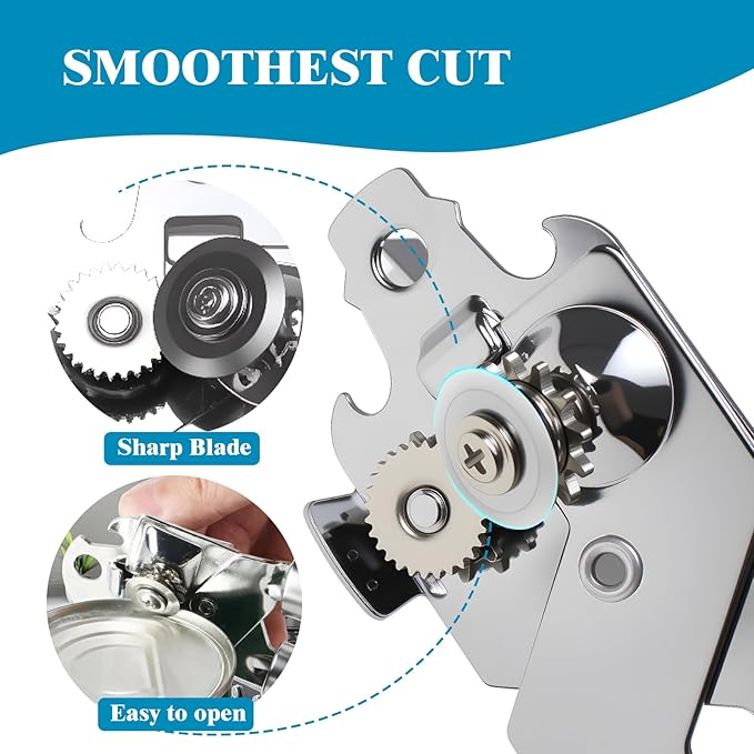 Adjustable Stainless Steel Jar Opener & Magnetic Manual Can Opener Set - Multifunctional Openers for Weak Hands, Seniors with Arthritis, Effortless Jar, Bottle and Can Lid Openers
