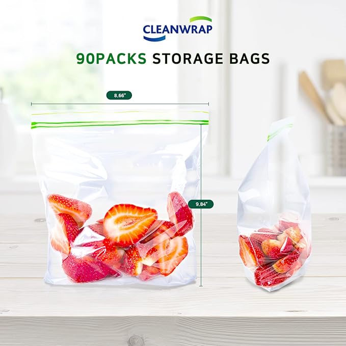 CLEANWRAP Food Storage Roll Bags (9.84 * 13.78-600 PCS) +Zipper Bag (Medium 90 Bags) | Food Plastic Bags, Mini Plastic Bags, Plastic Bread Bags, Roll Plastic Bags, Plastic Produce Bag