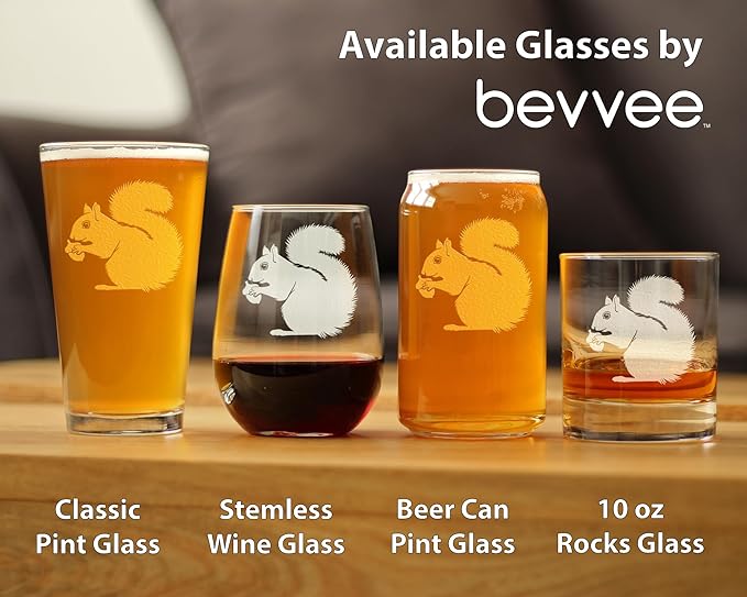 Squirrel Pint Glass for Beer - Squirrel Gifts and Decor with Squirrels - 16 Oz Glasses