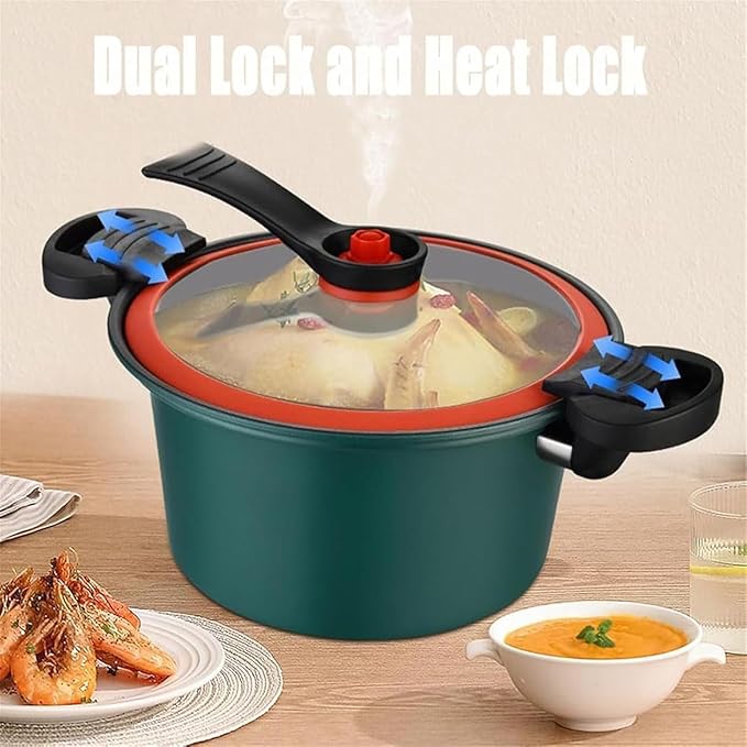 Micro Pressure Stockpot, Gas Stove/Open Fire Induction Cooker Universal Stew Pot, Kitchen Vacuum Micro Pressure Stock Pot, 3.5L/7L Micro Pressure Crock Pot, for Home Kitchen (Red,7L)