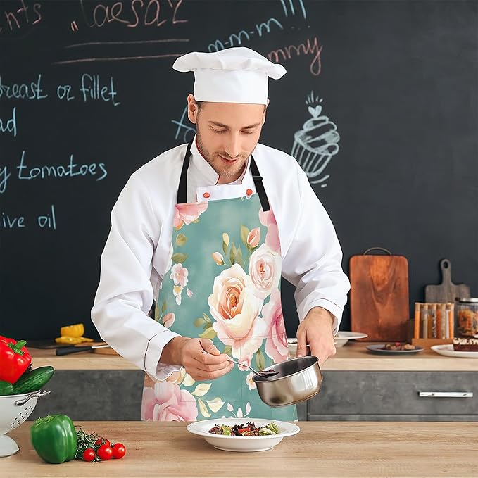 Adjustable Kitchen Apron with Pockets for Women and Men,Soft Chef Apron for Cooking, BBQ, and Grill