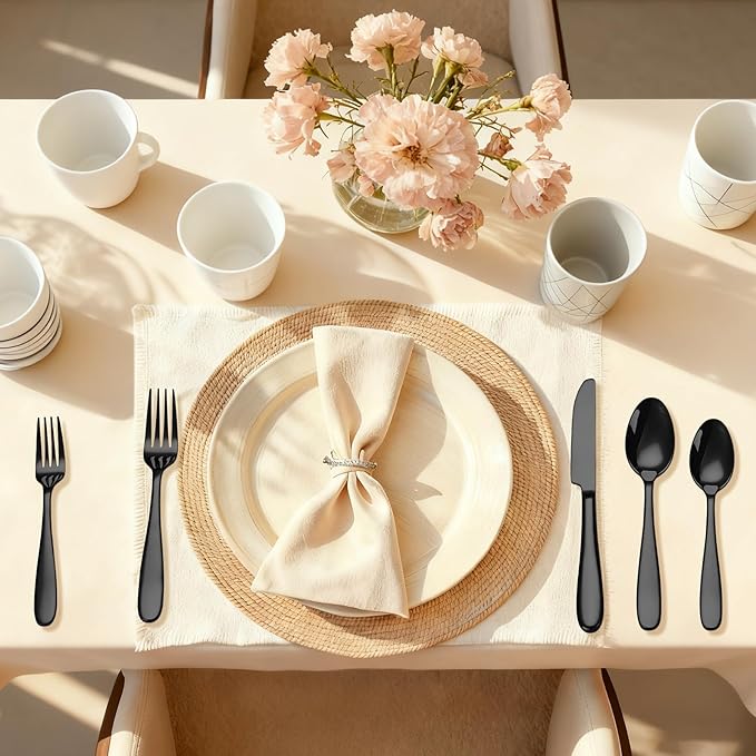 20-Piece Black Silverware Set, Flatware Set for 4, Food-Grade Stainless Steel Tableware Cutlery Set, Mirror Finished Utensil Sets for Home Restaurant, Forks Spoons and Knives Set, Dishwasher Safe