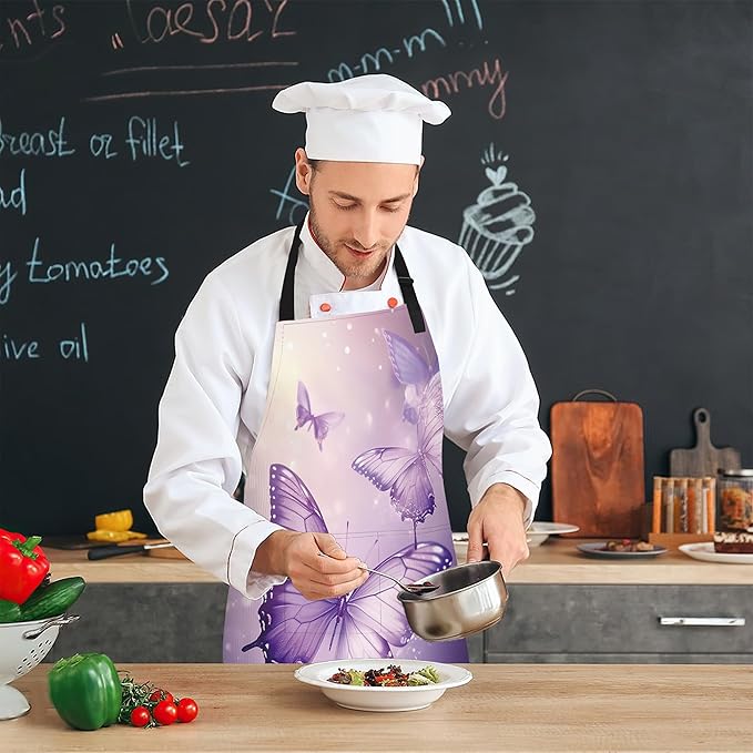 Kitchen Apron with Pocket,Waterproof Adjustable Neck and Long Ties, Cooking Baking Gardening Painting Apron for Women