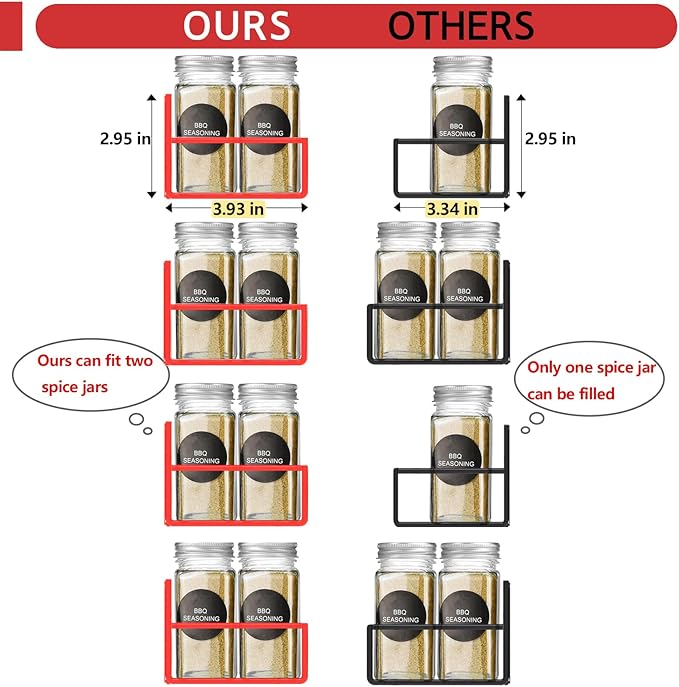 Magnetic Spice Rack for Refrigerator Seasoning Organizer for Spice Fridge Shelf storage Magnetic Shelf with Hook for Oven(4pack-Red)