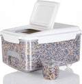 LivLab Mker 10 lbs Cereal Containers Storage - Airtight Flour Storage Container with Lids & 10 lbs Rice Dispenser, BPA Free Pantry Containers for Sugar and Cereal, White