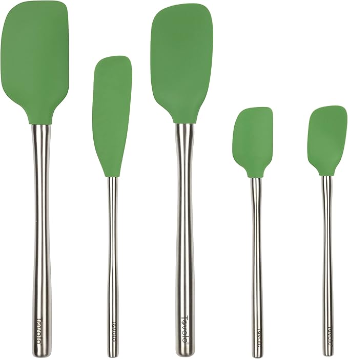 Tovolo Flex-Core Stainless Steel Handled Spatula Set of 5 for Meal Prep, Cooking, Baking, and More