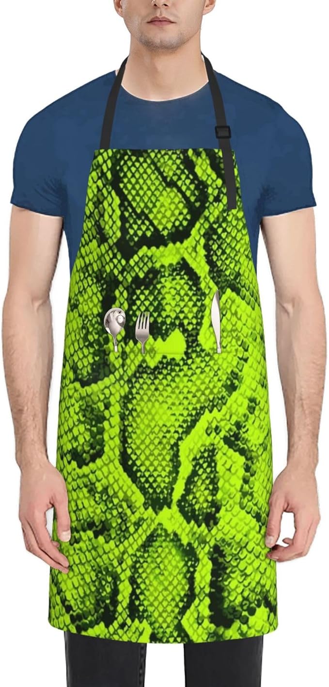 Snakeskin Aprons Cool Aprons with Pockets and Adjustable Mens Apron for Gardening Cooking Kitchen