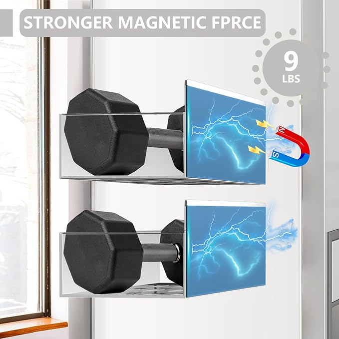 Magnetic Spice Rack for Refrigerator Seasoning Organizer for Spice Fridge Shelf storage Magnetic Shelf with Hook for Oven (4pack-Grey)