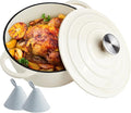 4.5 Quart Dutch Oven Enameled Cast Iron with Lid - Big Dual Handles - Oven Safe up to 500°F - Classic Round Pot for Versatile Cooking Cream