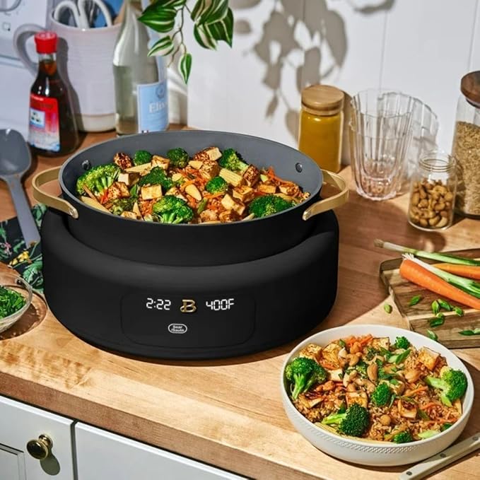 Beautiful 10-in-1 Electric Multi-Cooker, 6-Quart, Digital Display, Non-Stick Pot, One-Touch Control, 10 Cooking Functions (Black)