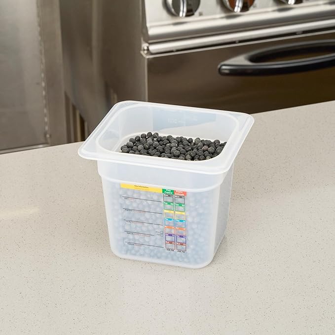 Restaurantware Food Pans Pack of 10 Plastic Square Food Containers 1/6 Size with Traceability Label, Storage Containers Dishwashable Hot Cold Friendly for Restaurants Buffet Commercial Use