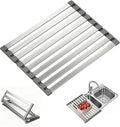 Roll Up Dish Drying Rack Over The Sink Kitchen,304 Stainless Steel, Foldable Organizer, 16.5"x13" Compact Size, Fits Kitchen & RV Sinks, Heavy Duty for Dishes, Fruits & Vegetables