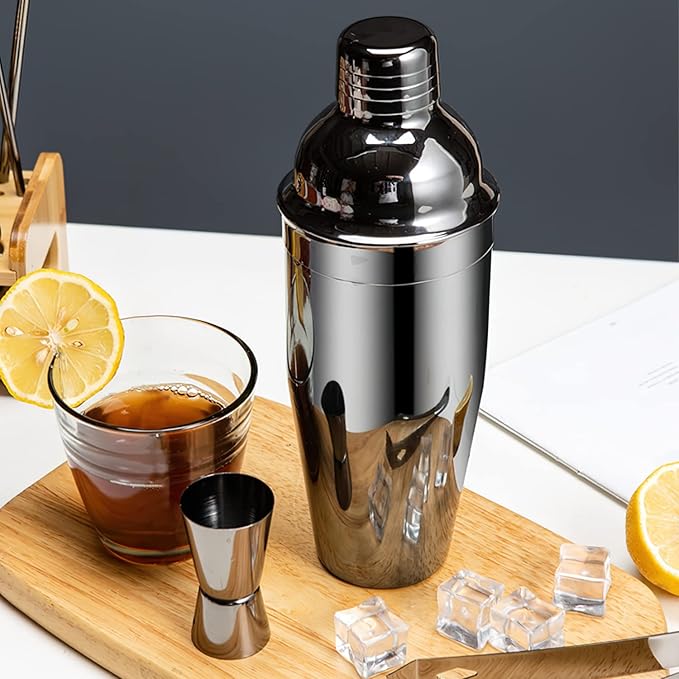 11Pcs-Cocktail Shaker Set Black Bartending Kit 25oz Cocktail Bar Set Cocktail Mix Drink Making Kit Professional Bar and Home Drink Bar Tools for Bartender（Gun-Metal Black）