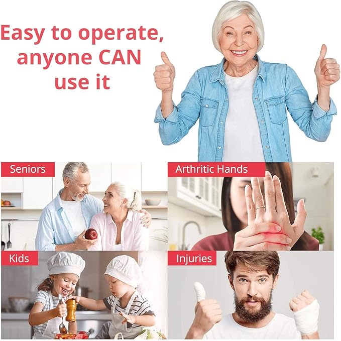 Automatic Electric Can Opener Red – Hands-Free, One-Touch Can Opening for Seniors, Arthritis-Friendly, Smooth Edge, Battery Operated, Safe Compact Kitchen Gadget for Home Use.