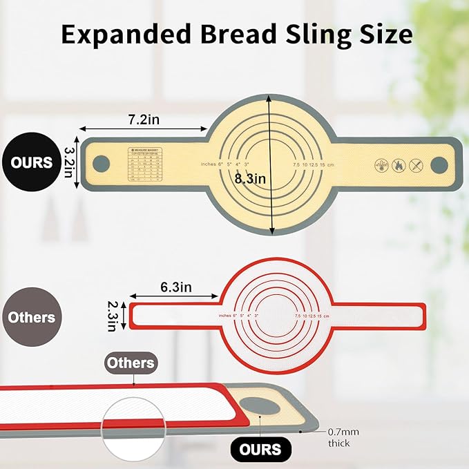 12-Piece Measuring Cups and Spoons Set with Stackable Measuring Cup, Lid, and 2 Grey Silicone Bread Slings, Unique Kitchen Gadgets for Baking and Cooking, BPA-Free, Dishwasher Safe