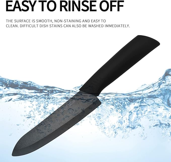 Ceramic Knife, Ceramic Knife Set with Protective Cover, Kitchen Knife Set with 4-Piece Knife and 1 Peeler, Chef's Knife Sets for Meat, Fruit, Vegetables - Black