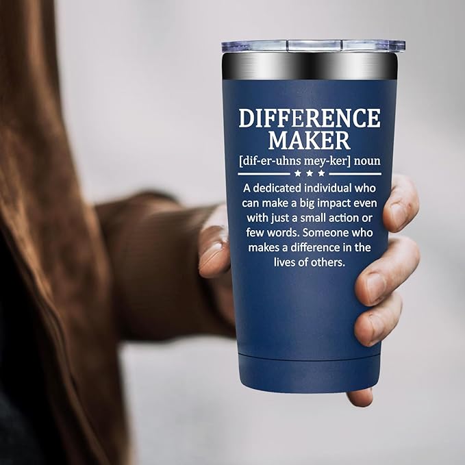 Difference Maker Gifts - Christmas Thank You Gift for Men Women - Teacher Appreciation Gifts - Inspirational Gift for Coworker, Boss, Assistant, Employee - 20oz Tumbler