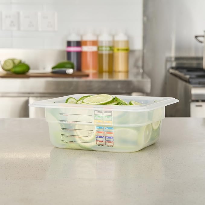 Restaurantware Food Pans Pack of 10 Plastic Square Food Containers 1/6 Size with Traceability Label, Storage Containers Dishwashable Hot Cold Friendly for Restaurants Buffet Commercial Use