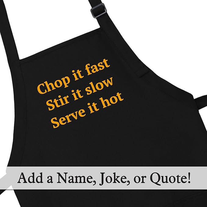 Custom Text Cooking & BBQ Apron – Personalized Chef or Grill Gift – Medium Length (1-3 Lines)