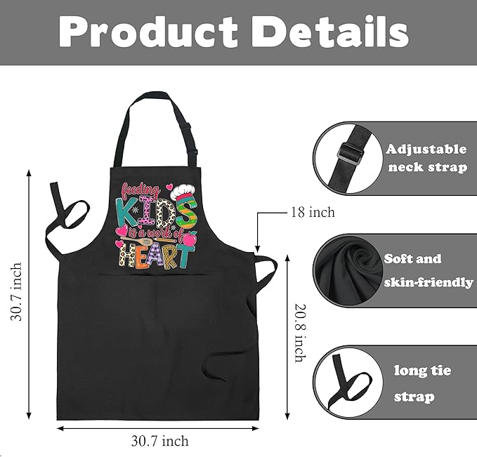 Funny Cafeteria Crew Aprons with Pockets, Cafeteria Worker Staff Appreciation Gifts