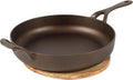 Bloomhouse - Two Time Oprah's Favorite Things Winner - Natural Bronze Finish 12" Cast Iron Skillet w/Long Handle, Helper Handle & Olive Wood Trivet – Olive Oil Treated Fry Pan, Oven & Stovetop Safe