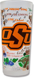 Catstudio Drinking Glass, Oklahoma State University Glass Cup for Kitchen, 15oz Dishwasher Safe Tumbler for OSU Alumni