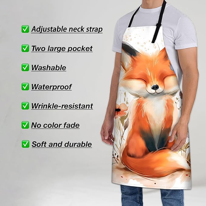 Rooster Apron for Women Men 28x33in, Kitchen Chef Aprons with 2 Pockets, Polyester, Chicken Apron