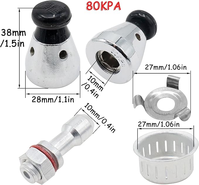 Universal Pressure Relief Jigger Valve Set for Pressure Cookers - 2 Pack with Exhaust Rod, 80KPA Safety Regulator, Anti-clog Design, Sturdy Pressure Control Accessory