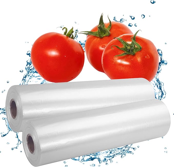 Plastic Produce Bag 12" X 20", Clear Food Storage Bags for Food, Fruit, Vegetable, Refrigerator Storage, Kitchen,350 Bags/Roll (2 Rolls)