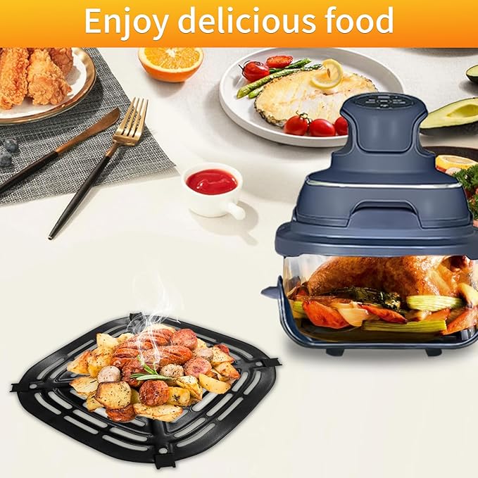 GCQ Air Fryer Grill Pan for Ninja Crispi Air Fryer FN101GY, Replacement Air Fryer Crisper Plate Grill Plate Tray Accessories with Rubber Bumpers, Dishwasher Safe