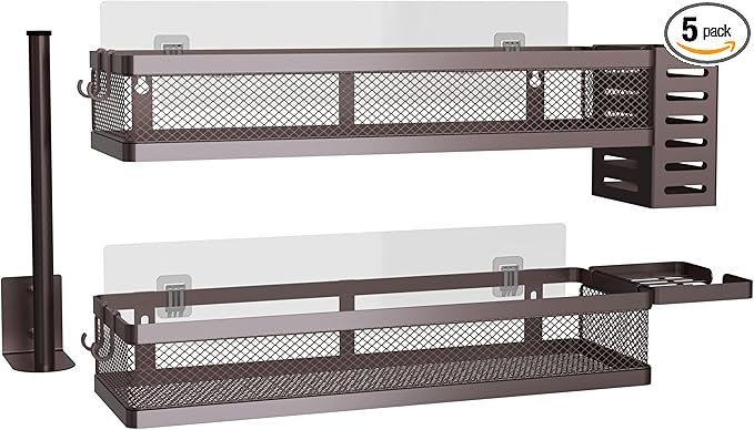 PUSDON Metal Wall Hanging Basket 2 Packs DIY Suitable for Multiple Scenes - Large Bronze Netting Suit