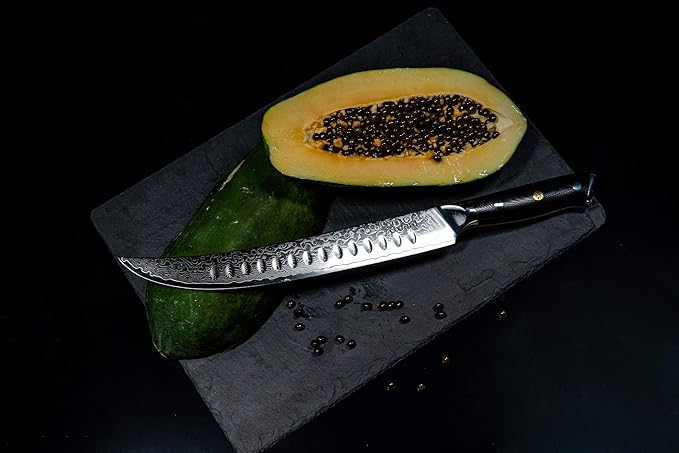 Oxford CHEF Curved Slicer (Butcher) Knife 10 Inch - Damascus Japanese VG10 Super Steel 67 Layer High Carbon Stainless Steel
